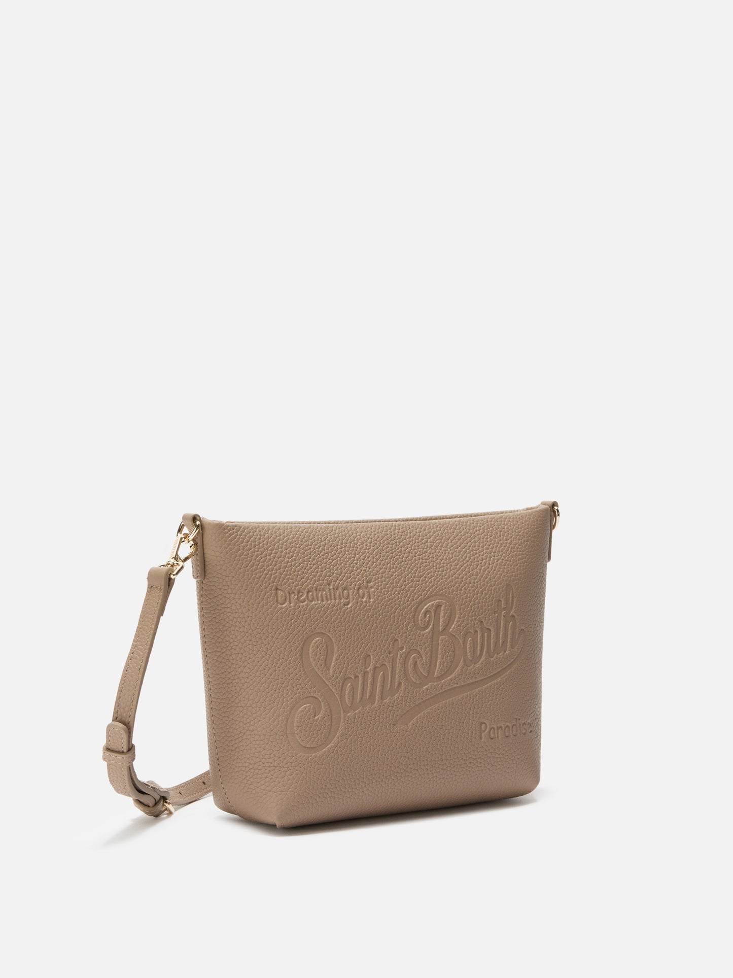 Borsa a spalla Aline Bag in pelle martellata nocciola