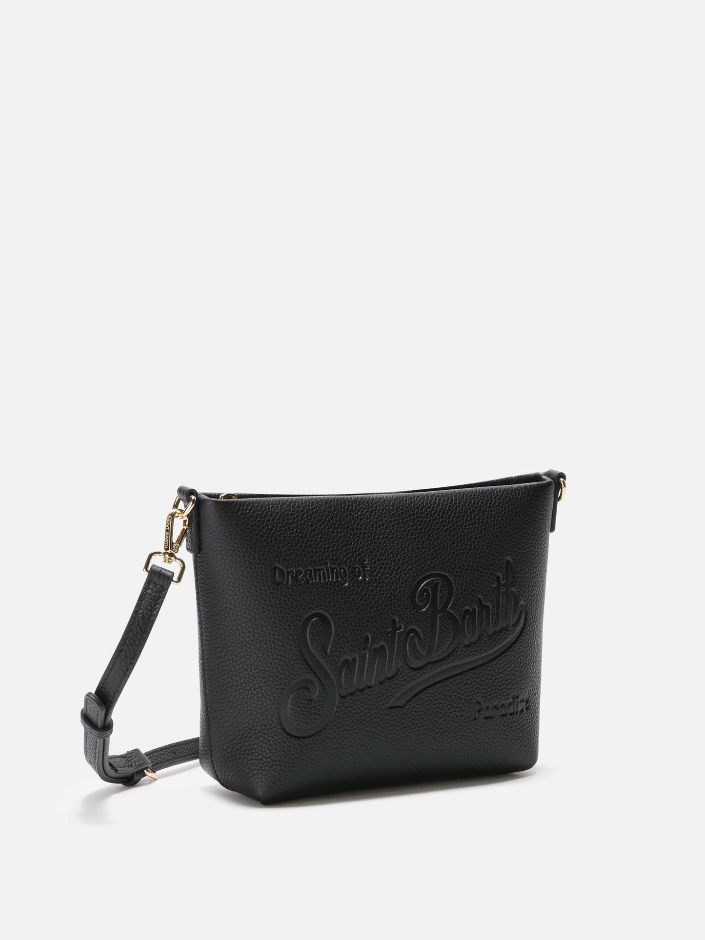 Borsa a spalla Aline Bag in pelle martellata nera