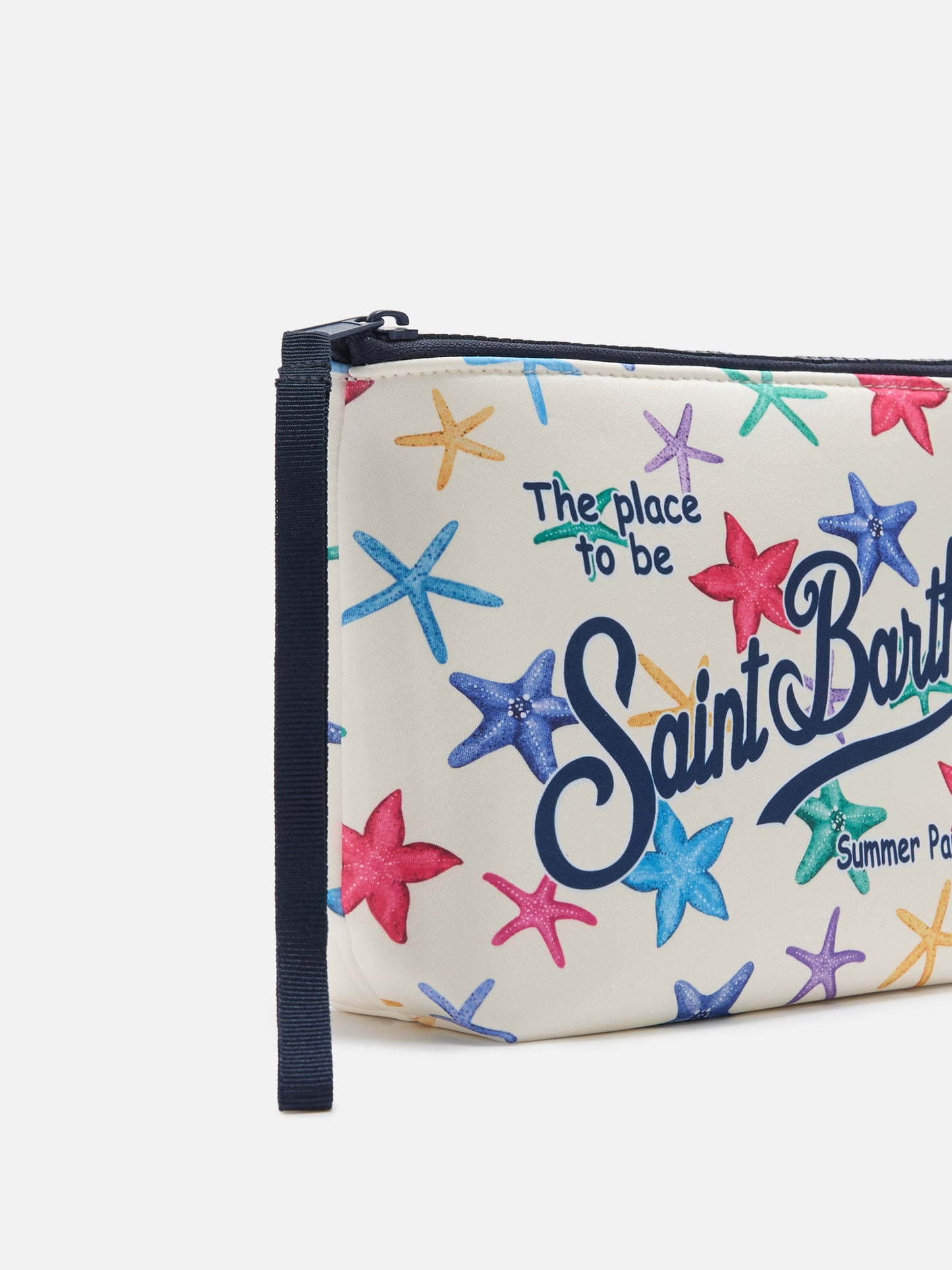 Pochette Aline in scuba beige con stampa stelle marine