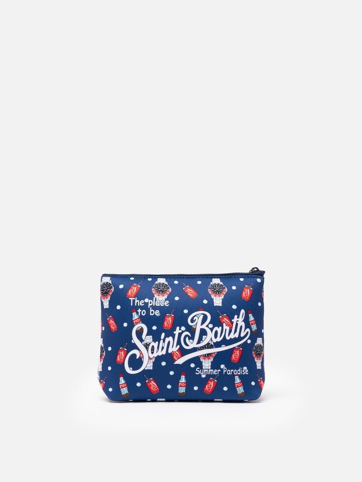 Aline scuba pochette with watches and cola print - MC2 Saint Barth