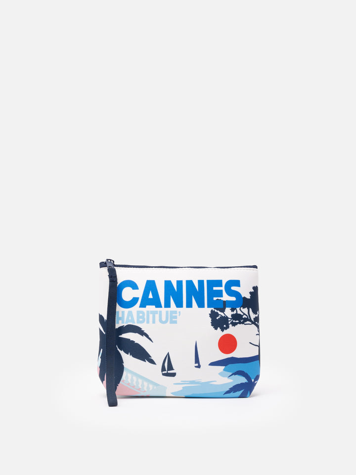 Pochette Aline in scuba con stampa cartolina Cannes
