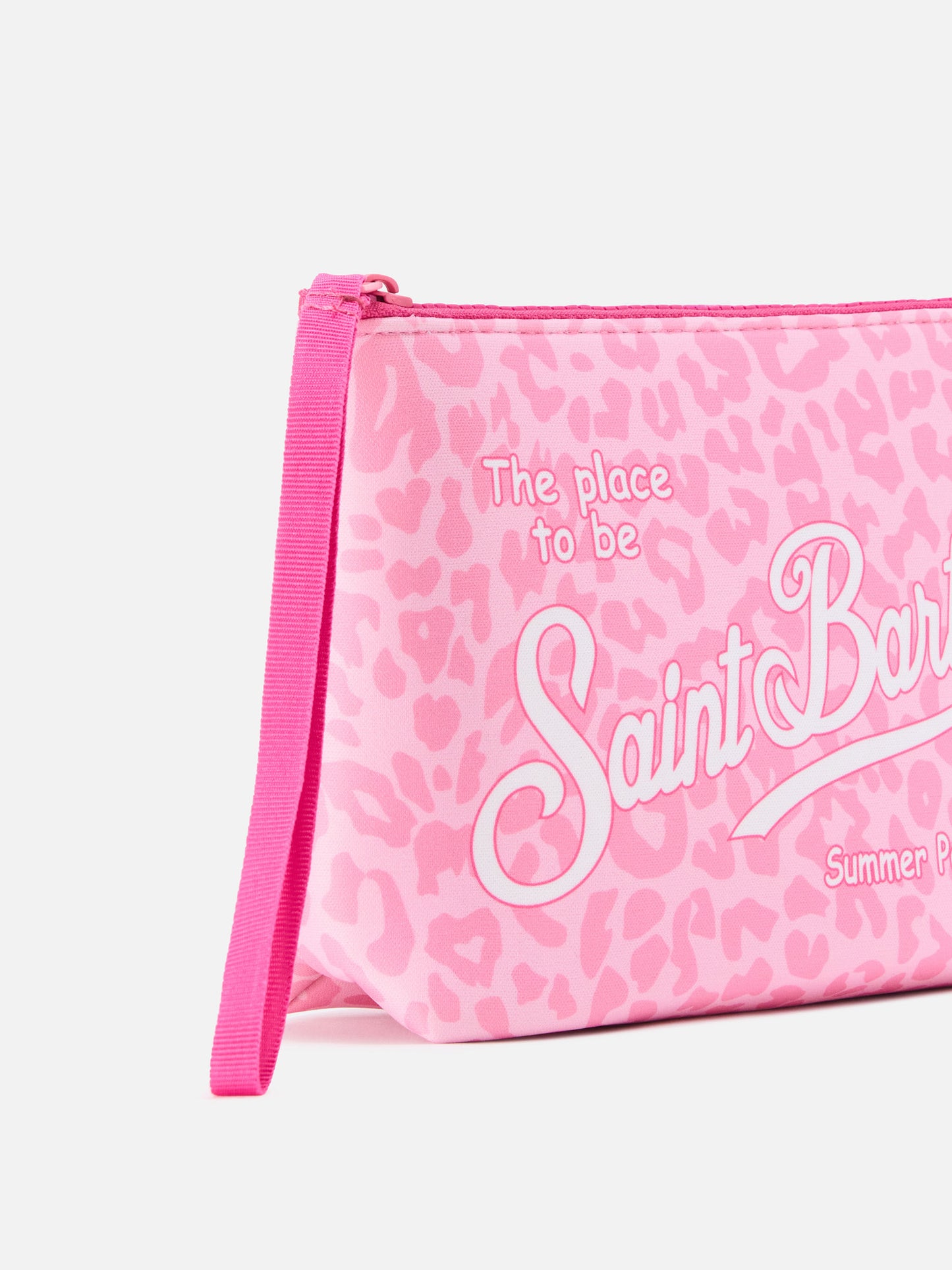 Pochette Aline in scuba con stampa leopardata rosa