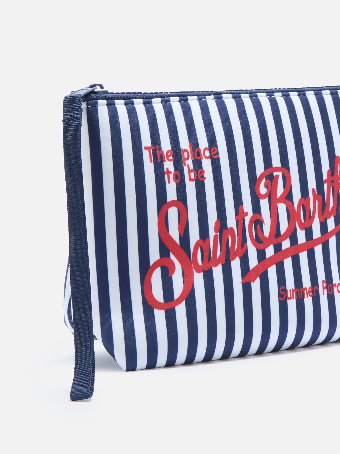 Aline Scuba-Pouch mit blauem Streifenprint