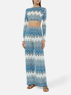 Amalia wide-leg trousers in raschel knit - MC2 Saint Barth