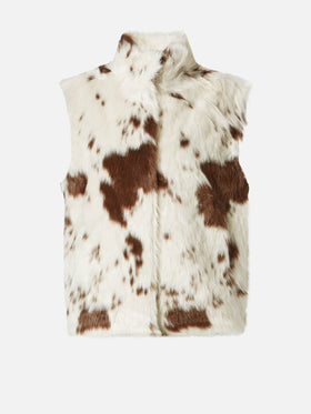 Ambre faux-fur gilet with cow print