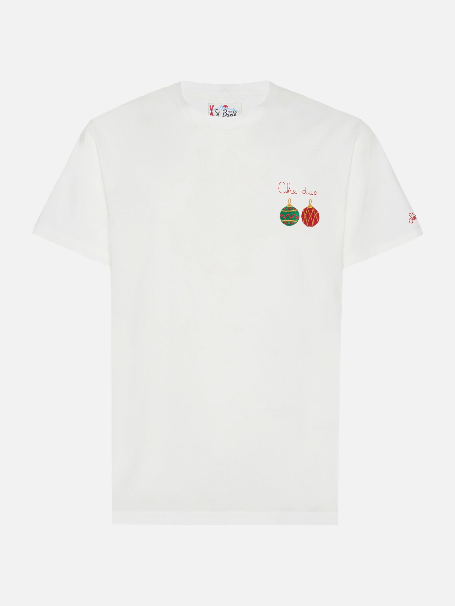 Weißes Arnott-Baumwoll-T-Shirt mit Che Due…-Stickerei