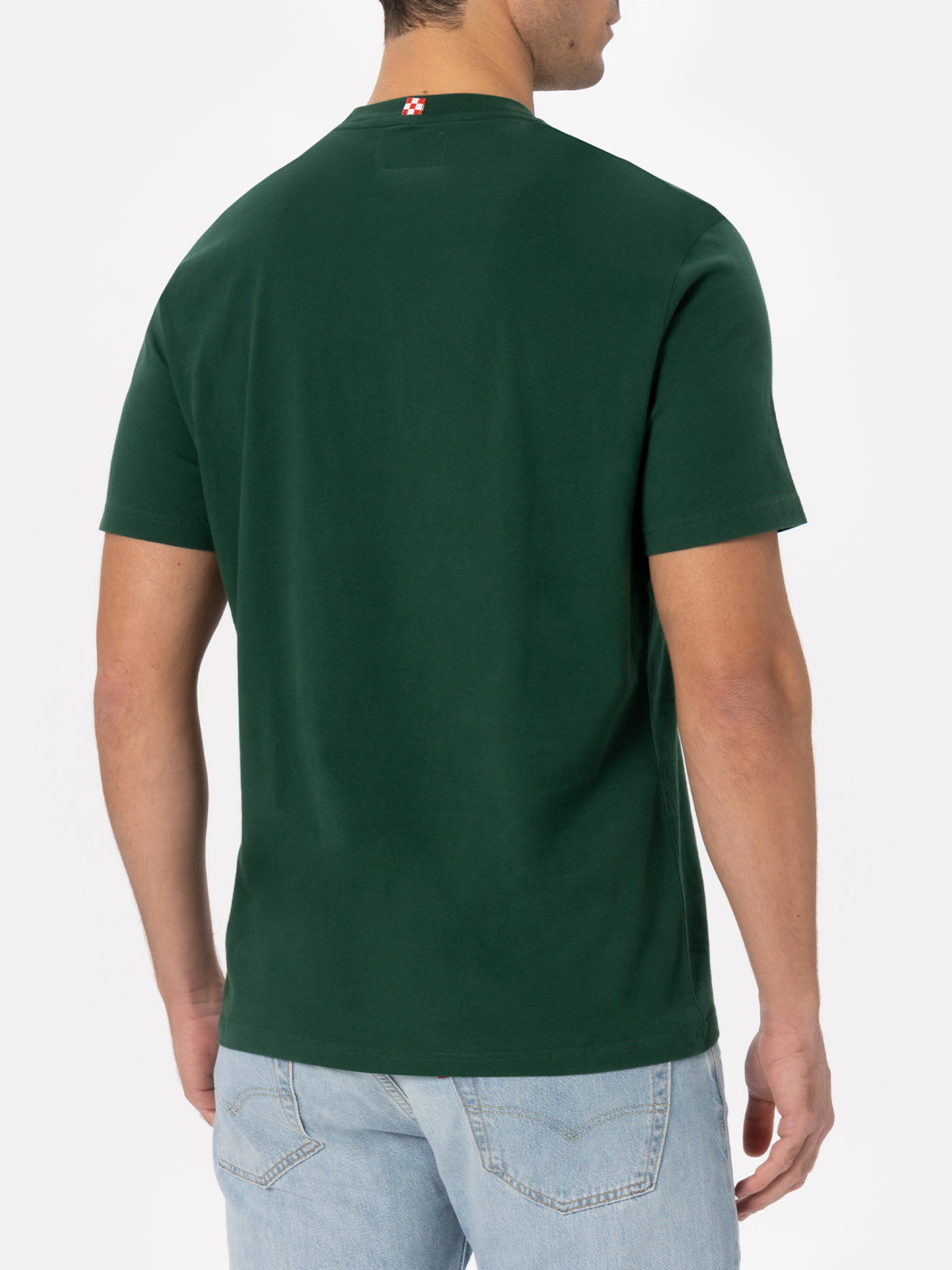 Man British green heavy cotton t-shirt Arnott with St. Barth embroidery - MC2 Saint Barth