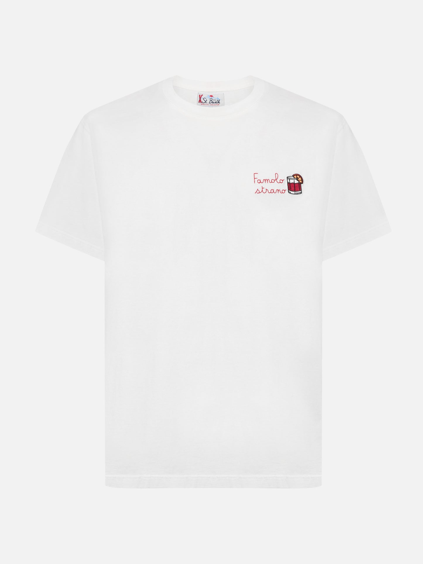 T-shirt Arnott in cotone bianco con ricamo Famolo Strano