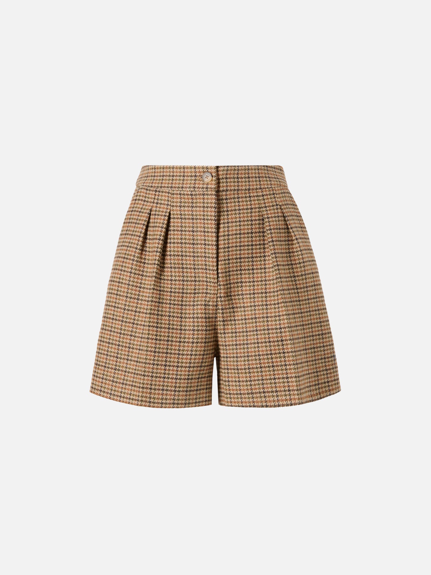 Shorts Aya in tessuto pied de poule con doppia piega