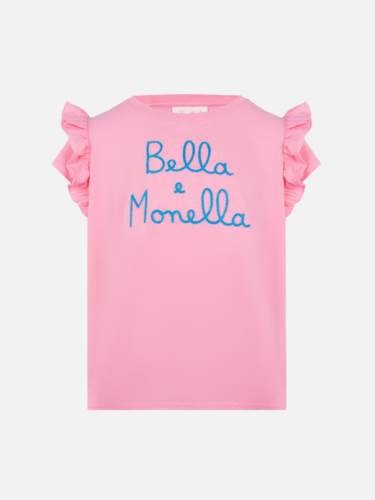 T-shirt Baby in cotone con volant e ricamo Bella e Monella