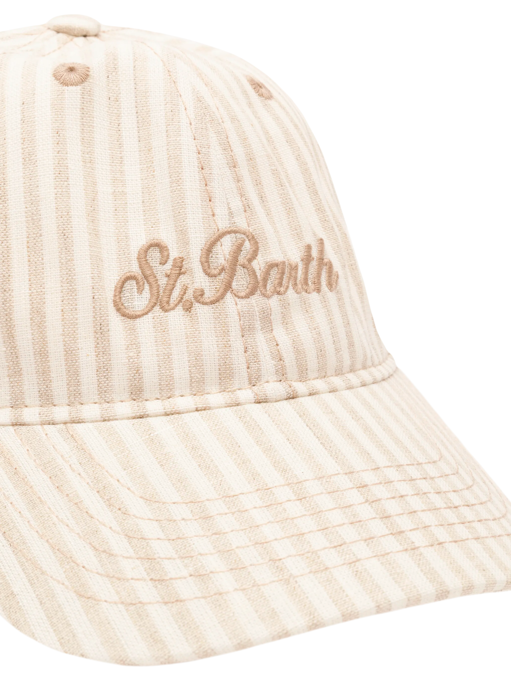 Baseball beige striped cotton linen cap - MC2 Saint Barth