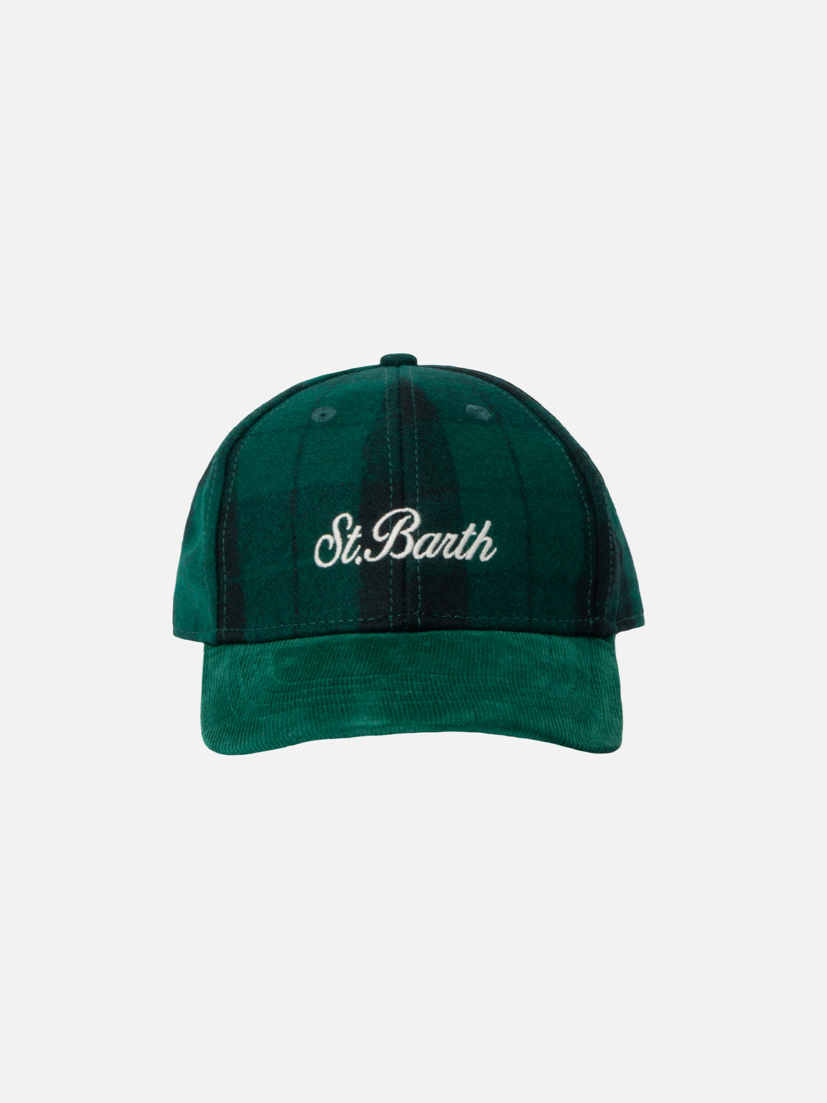 Wool tartan ball cap Baseball with corduroy visor and embroidered logo - MC2 Saint Barth