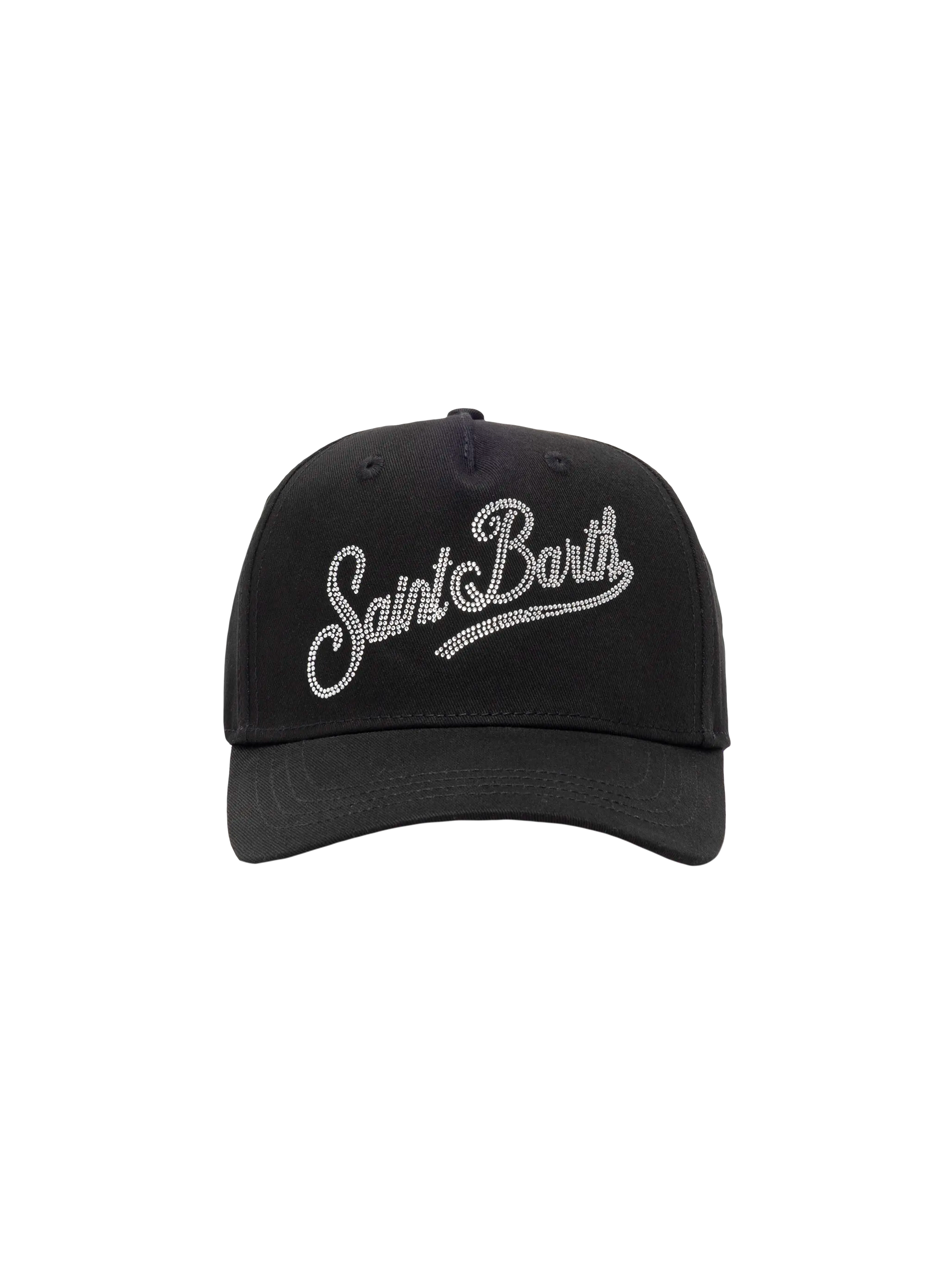 Baseball black cotton cap with rhinestones - MC2 Saint Barth