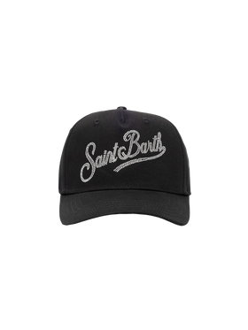 Baseball black cotton cap with rhinestones - MC2 Saint Barth