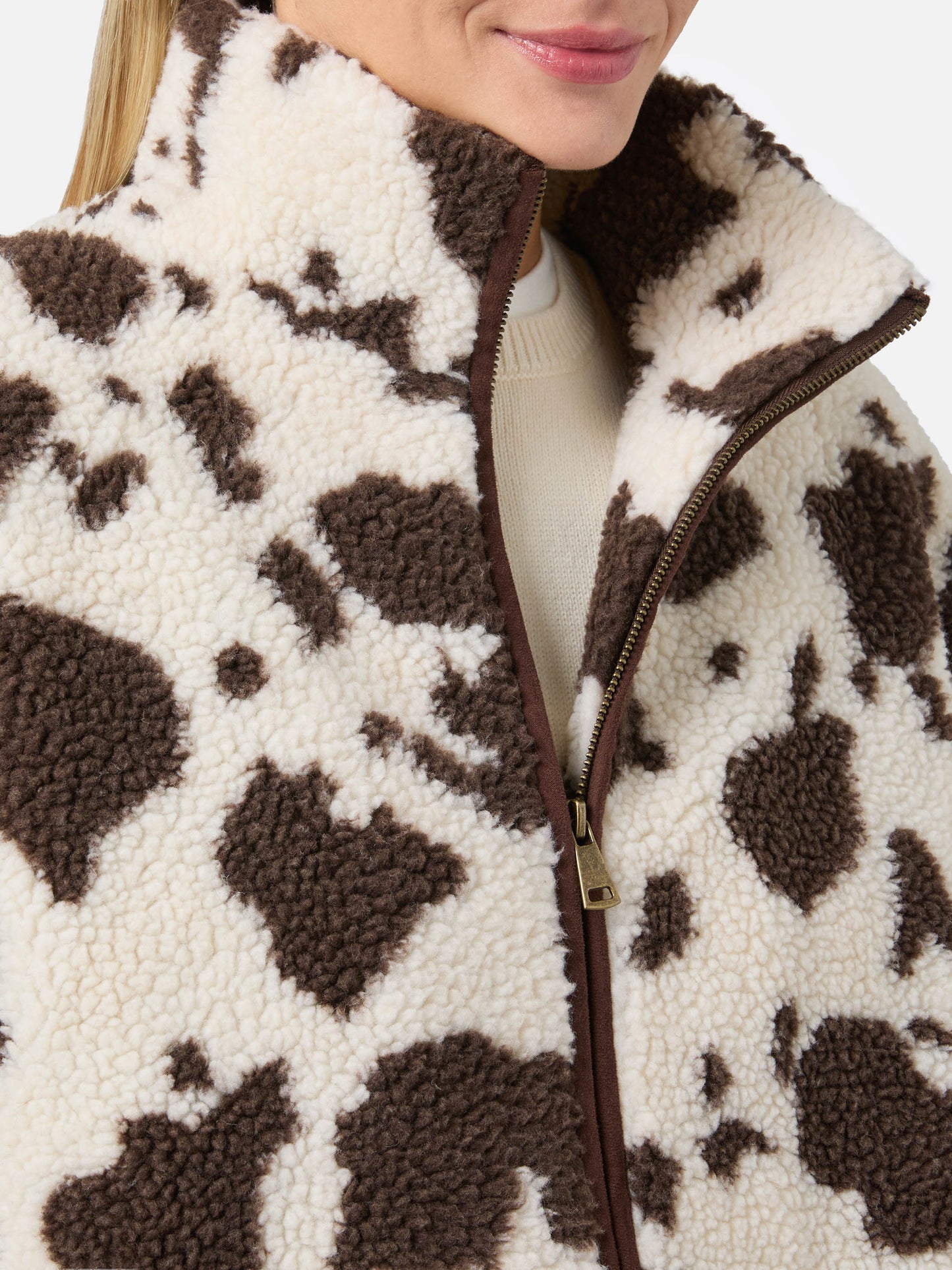 Giacca teddy Bercy con stampa muccata e dettagli in eco suede