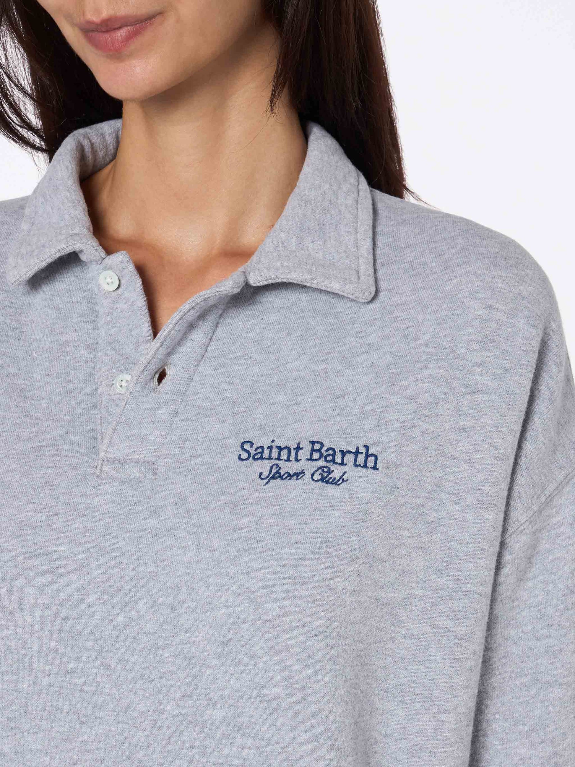 Woman grey polo shirt Berenice with St. Barth sport club embroidery - MC2 Saint Barth