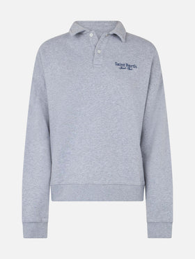 Woman grey polo shirt Berenice with St. Barth sport club embroidery - MC2 Saint Barth