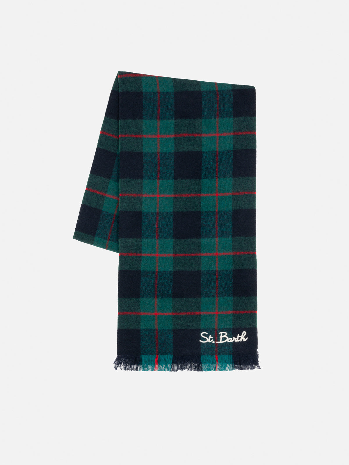 Blanket scarf with tartan pattern and St. Barth embroidery - MC2 Saint Barth