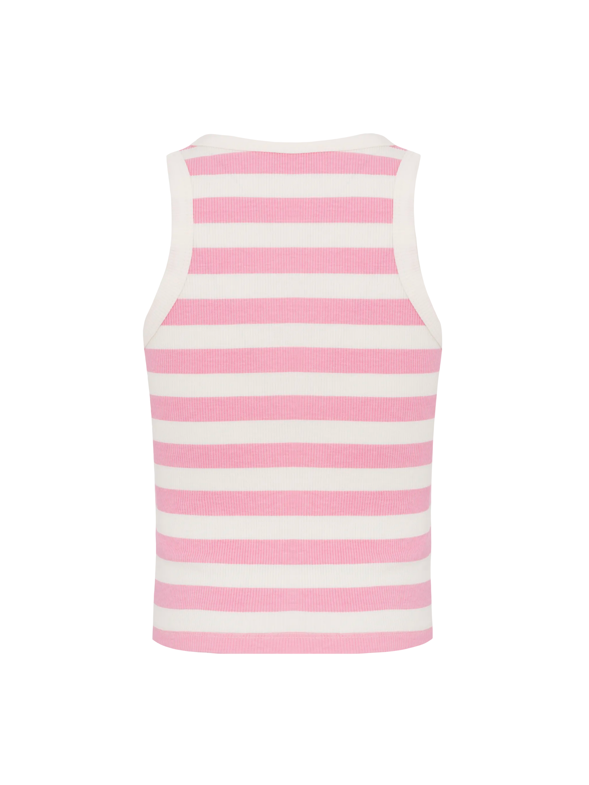 Blue Jr pink striped rib-knit cotton crop tank with embroidery - MC2 Saint Barth
