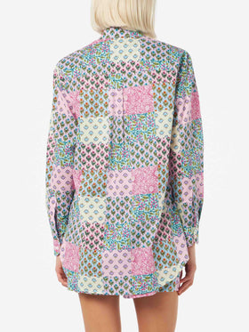 Woman cotton shirt Brigitte with flower print - MC2 Saint Barth