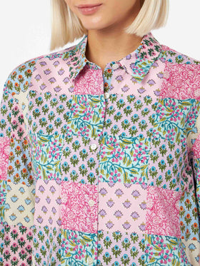 Woman cotton shirt Brigitte with flower print - MC2 Saint Barth