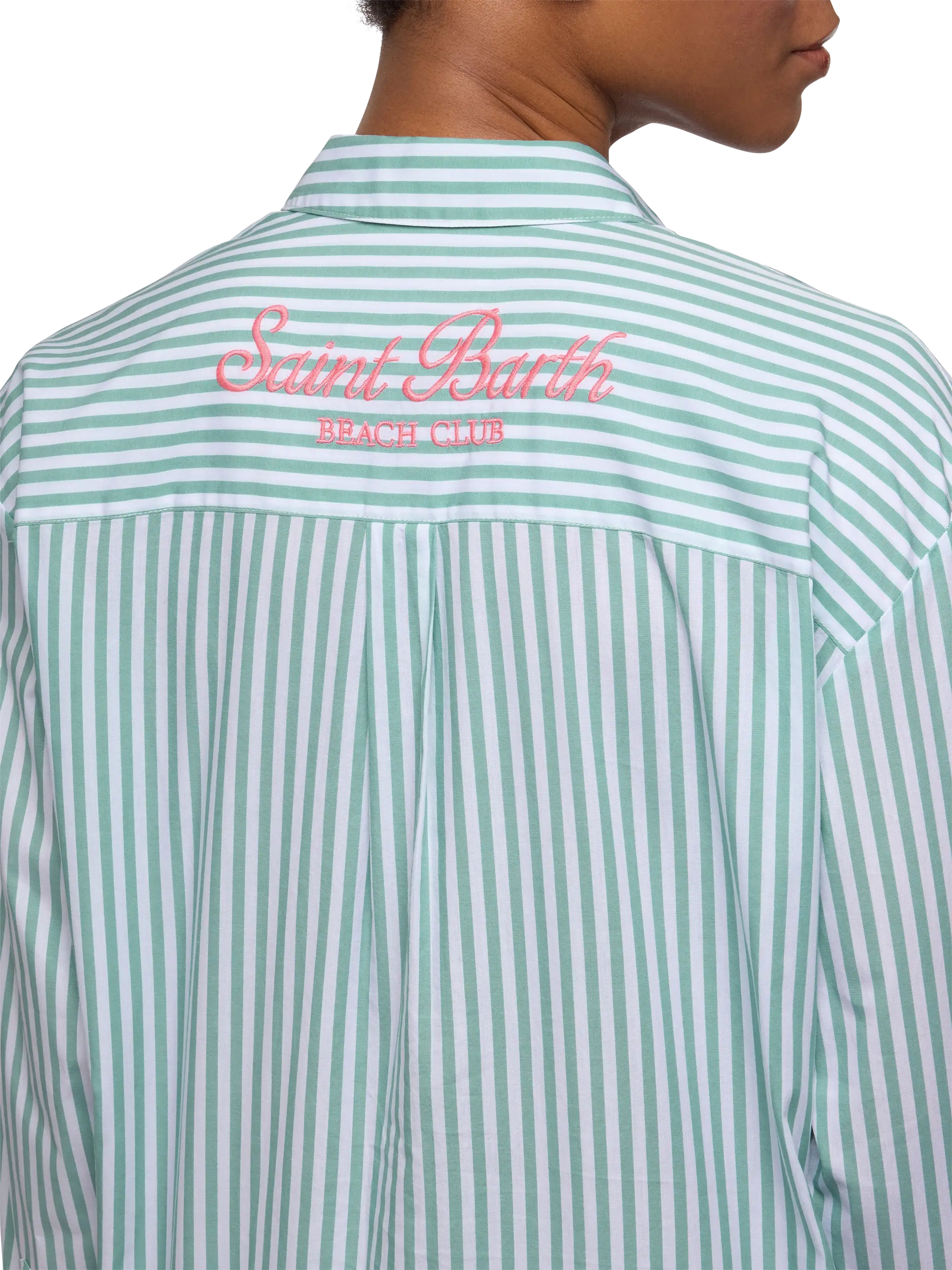 Brigitte striped-print cotton shirt with Saint Barth beach club embroidery - MC2 Saint Barth