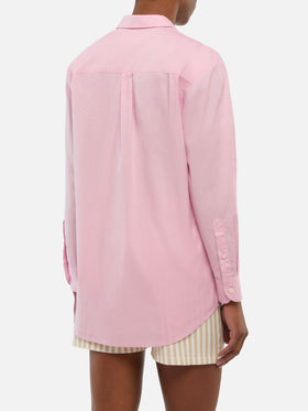 Brigitte camicia in cotone a righe con ricamo Miami habitué