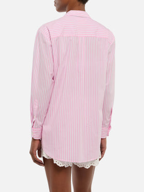 Brigitte striped-print cotton shirt with Saint Barth habituè embroidery