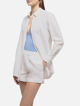 Brigitte white seersucker shirt with Saint Barth embroidery - MC2 Saint Barth