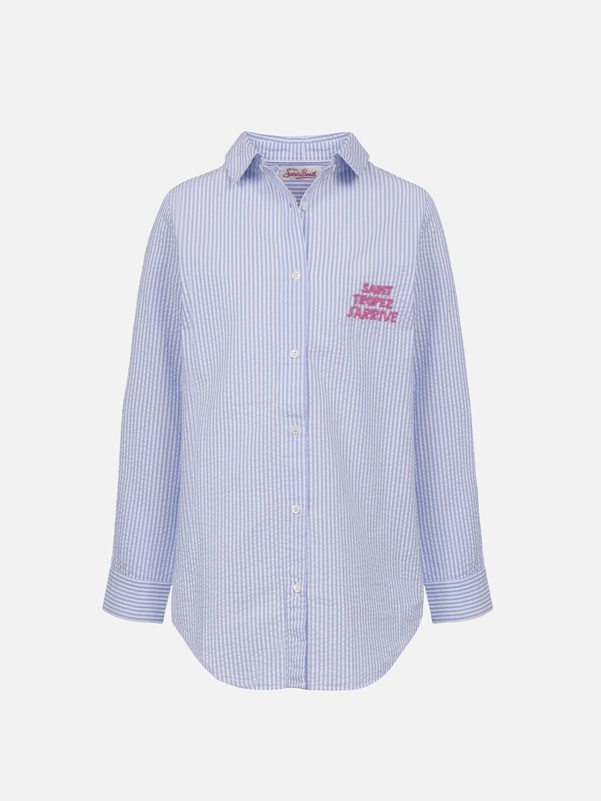 Girl striped print seersucker over shirt Mini Brigitte - MC2 Saint Barth