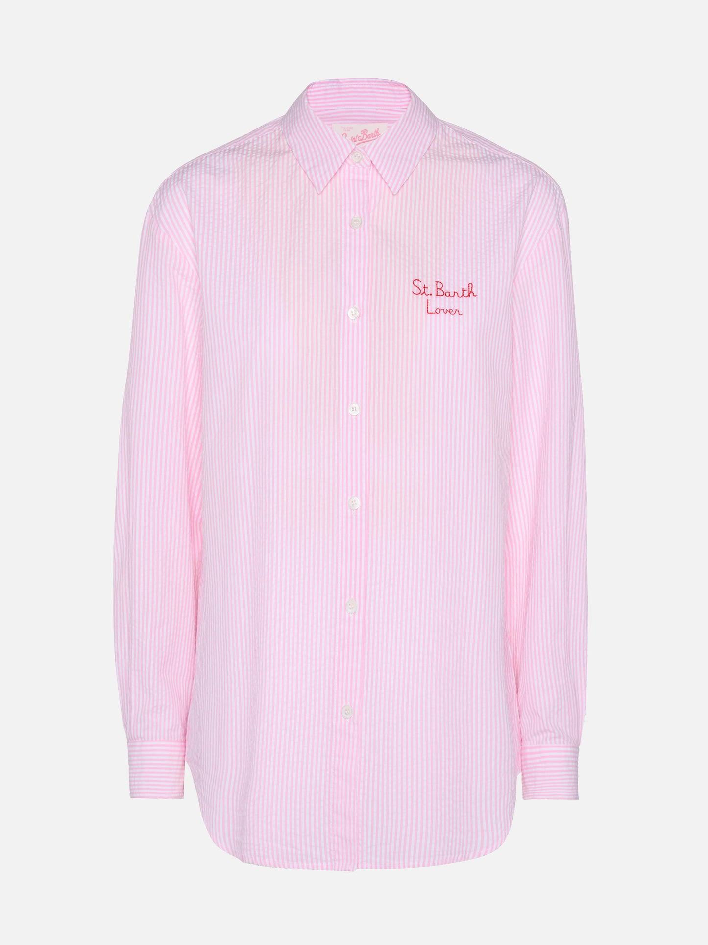 Brigitte camicia in seersucker a righe con stampa Snoopy