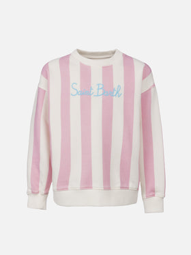 Girl striped sweatshirt Briony with Saint Barth embroidery - MC2 Saint Barth
