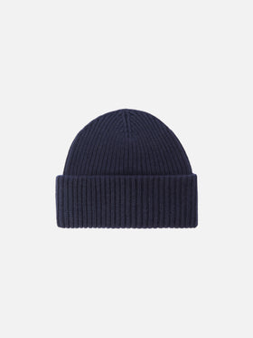 Berry ribbed cashmere-blend beanie in navy blue