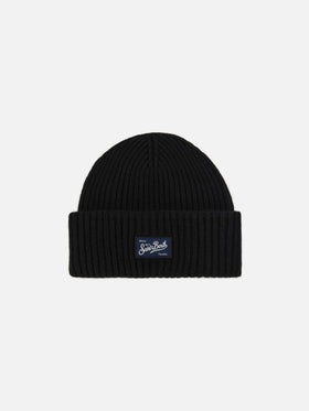 Berry W ribbed cashmere-blend beanie in black