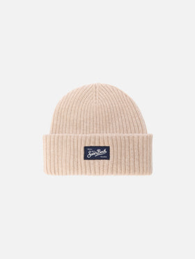 Berry W ribbed cashmere-blend beanie in beige
