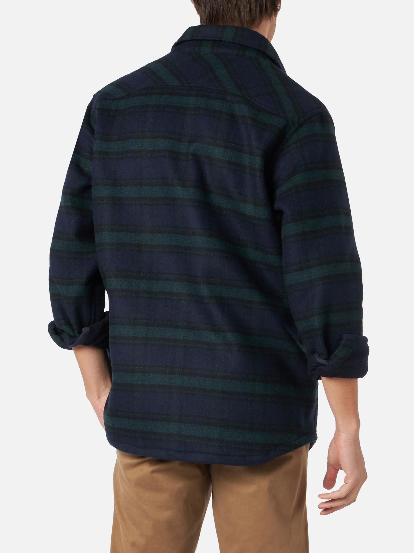 Man wooly tartan overshirt with pockets and patches