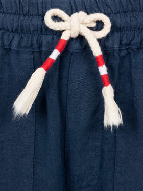 Calais Jr navy blue linen pants with drawstring - MC2 Saint Barth
