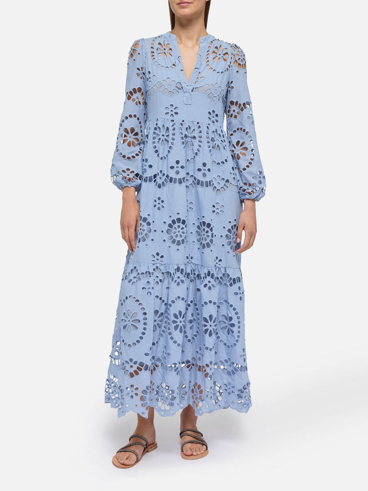 Sylvia Avio blaues Sangallo-Spitzenkleid