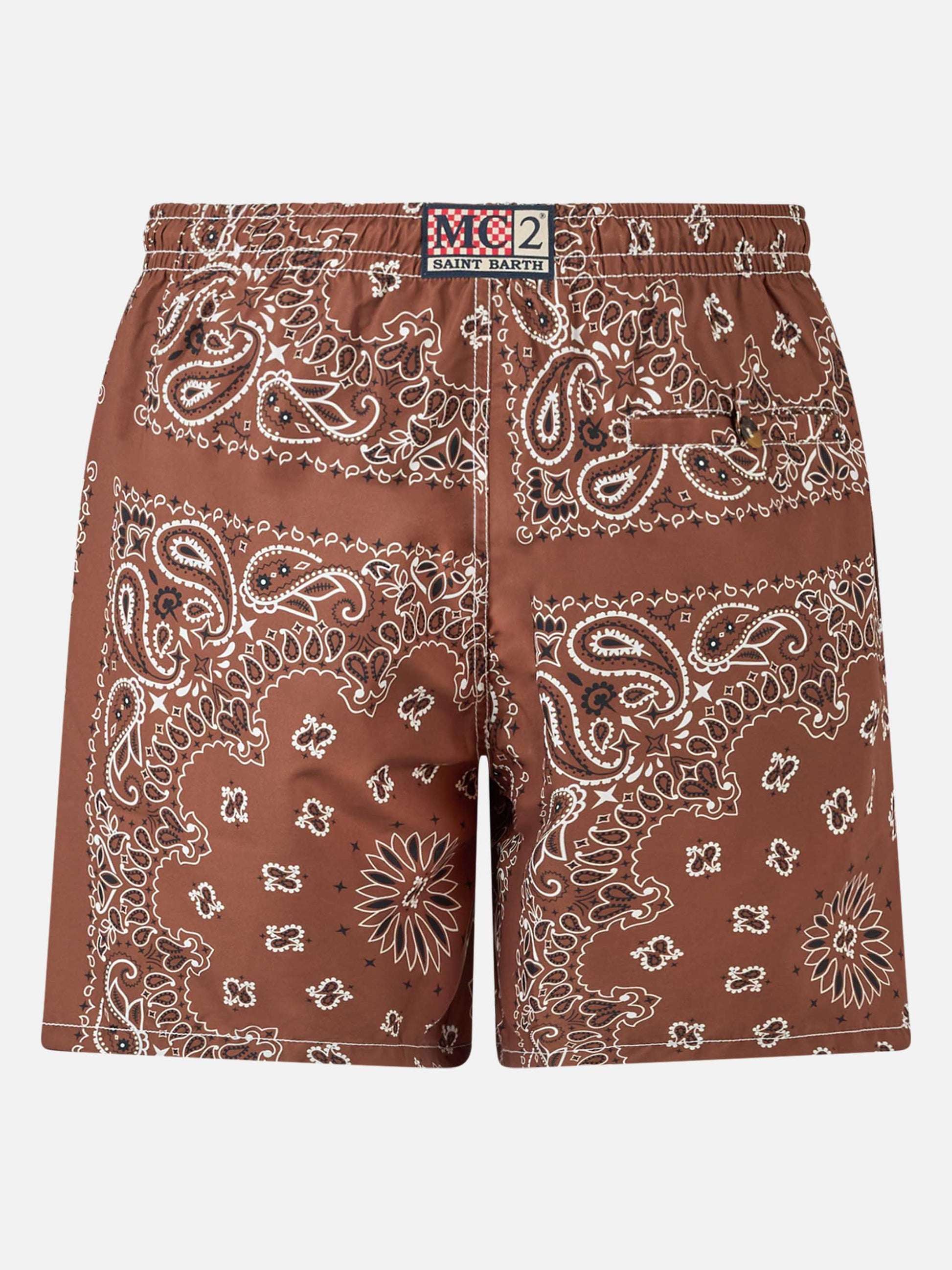 Man swim shorts with brown bandanna print - MC2 Saint Barth