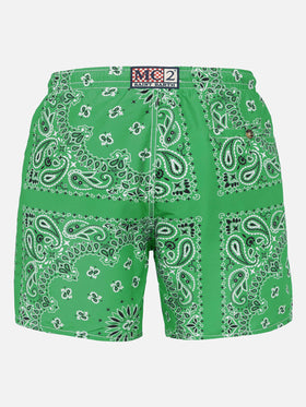Costume da bagno da uomo con stampa bandana verde