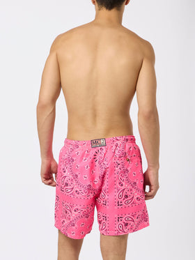 Man swim shorts with pink bandanna print - MC2 Saint Barth