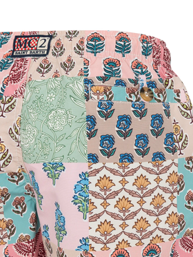 Mid-length swim-shorts Caprese Jr with flower patch print - MC2 Saint Barth