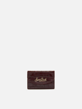 Portacarte Card Holder in pelle stampa cocco bordeaux