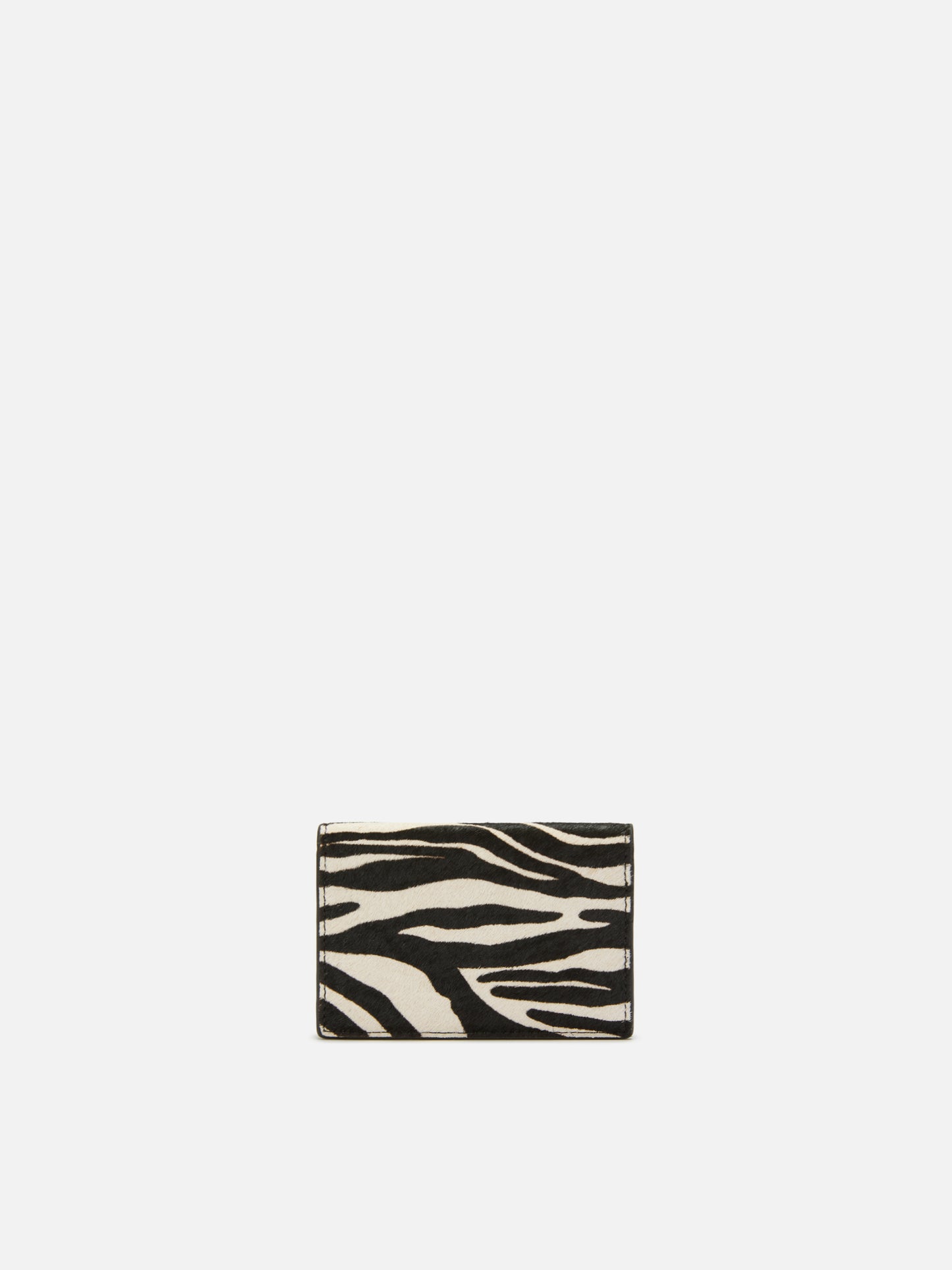 Card Holder in brushed leather and zebra-print calf hair
