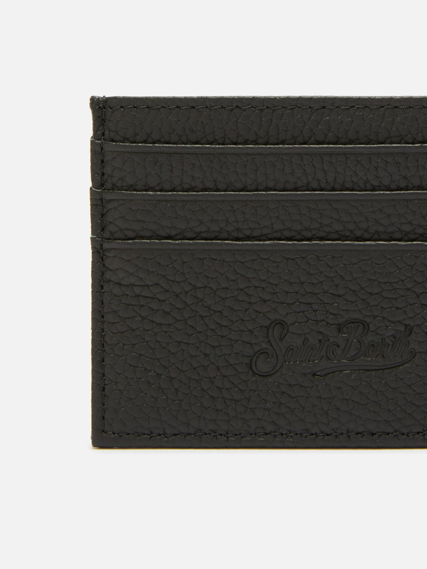 Portacarte Card Holder in pelle martellata nera