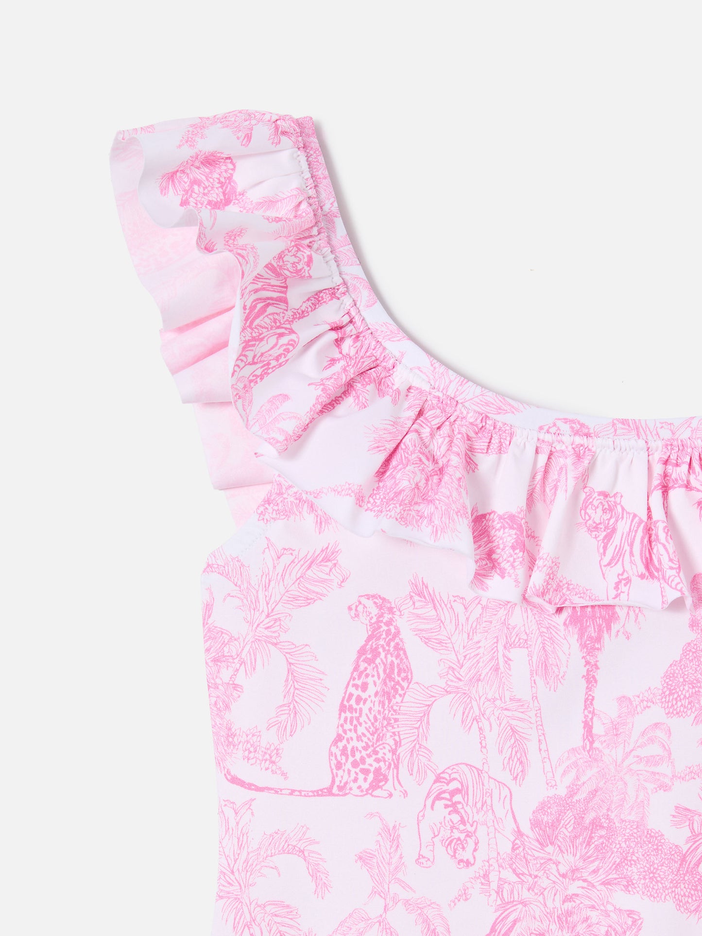 Carin one-piece swimsuit with pink toile de jouy print