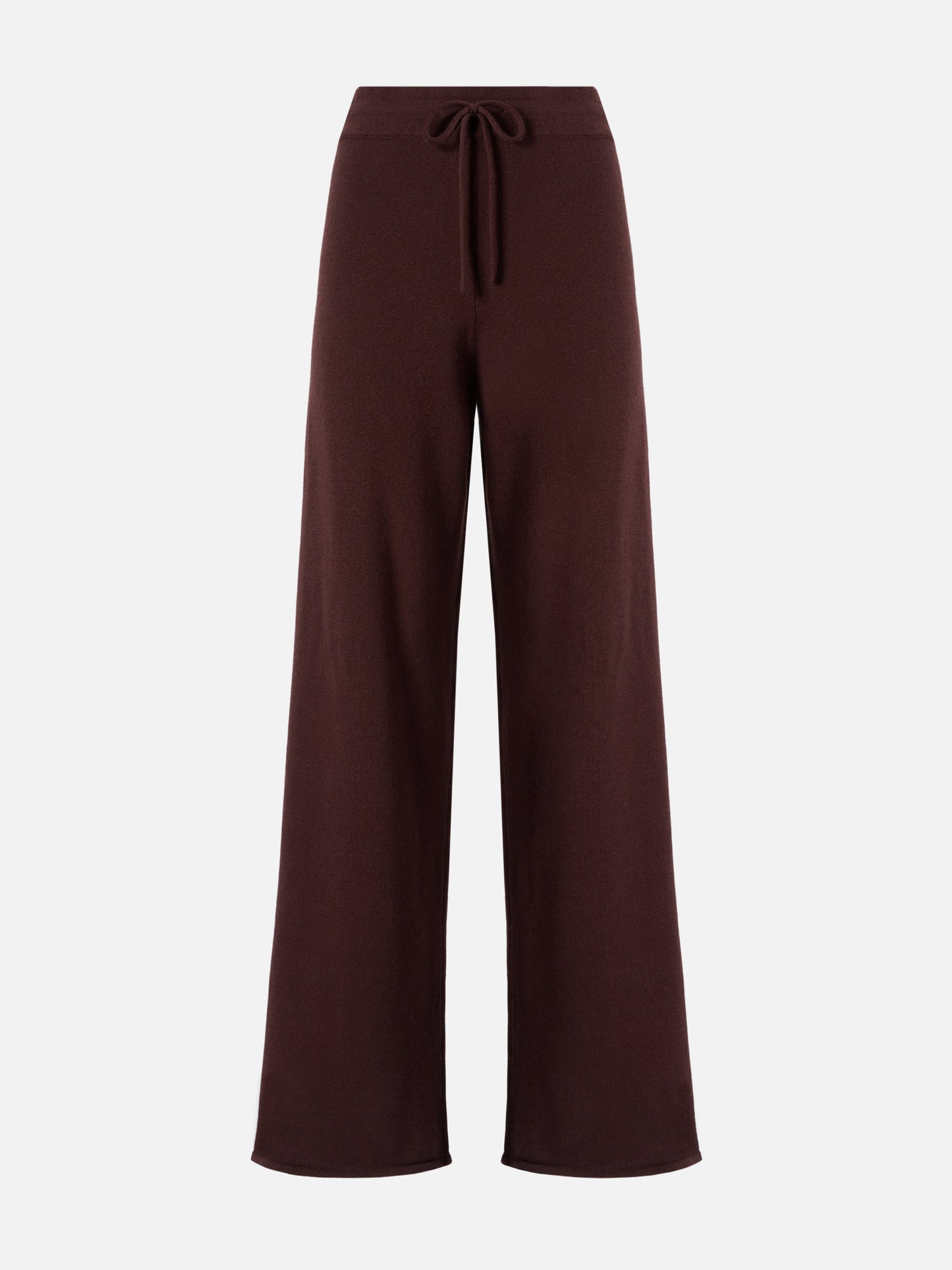Cambon palazzo trousers in pure wool brown high waist with drawstring