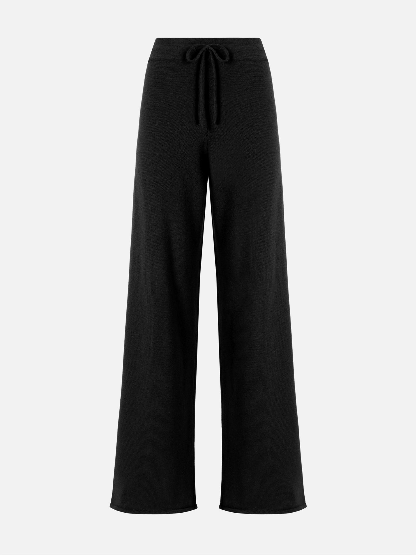 Pantaloni palazzo Cambon in pura lana neri a vita alta con coulisse