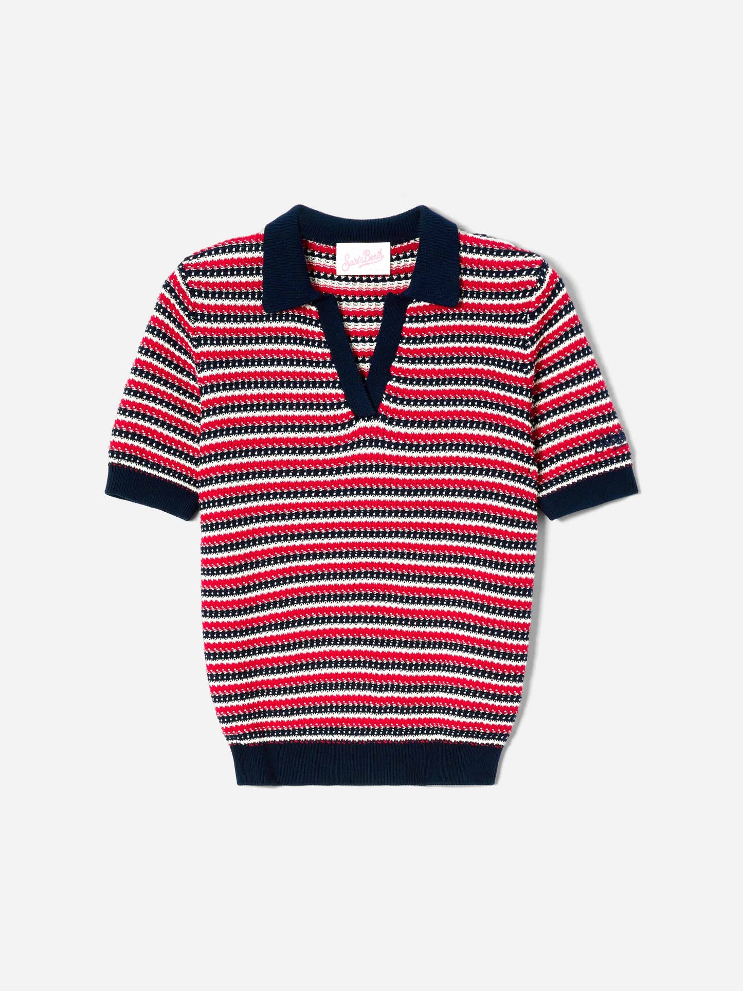 Striped Caddy Ridge cotton knit polo