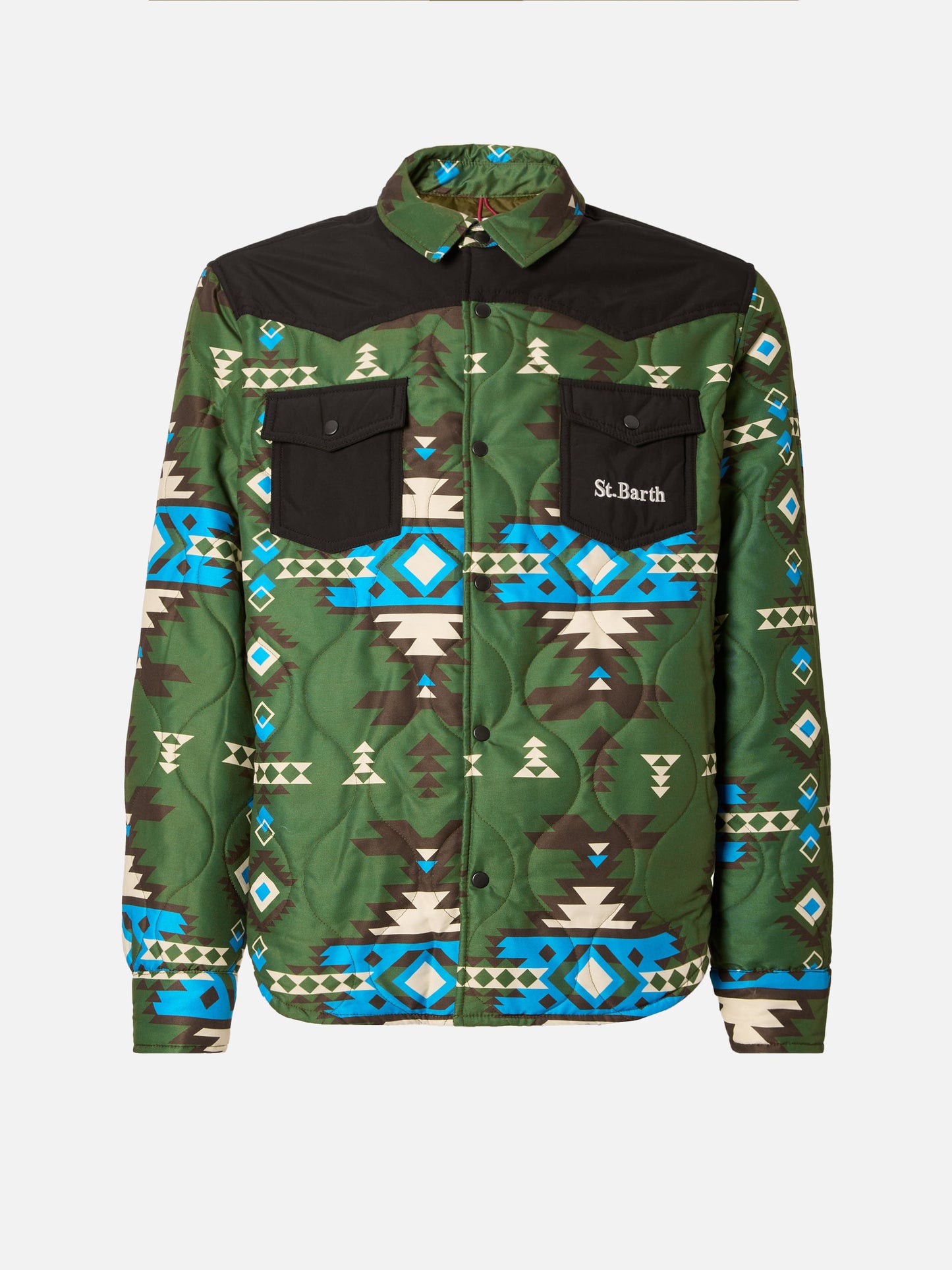 Sovracamicia imbottitaChalet con stampa etnica e tasche a toppa